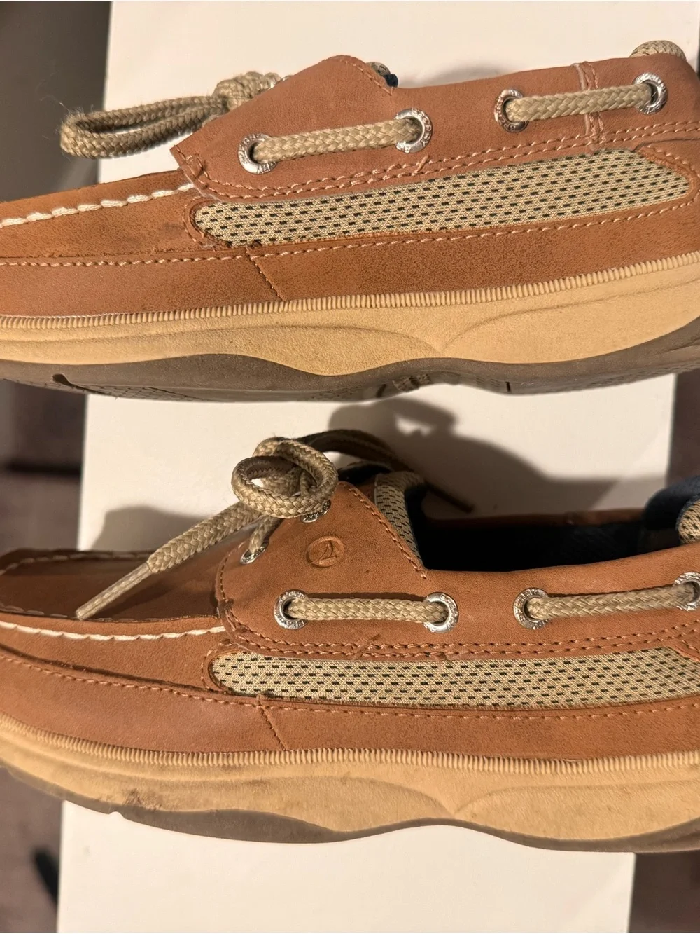 Sperry Kids Tan Leather Lace-Up Boat Shoes